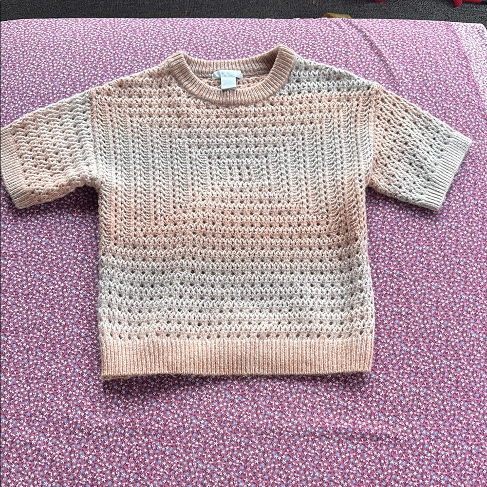 Evereve Knitted Top in Pink and Cream Xs